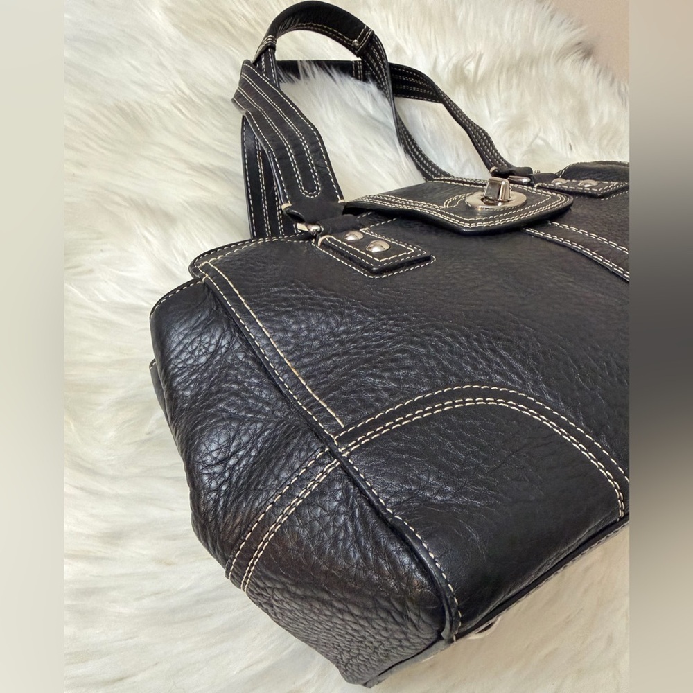 Coach Hampton F13961 Pebbled Leather Satchel Handbag Black - Picture 5 of 14